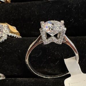 HW inspired Moissanite 14k plated silver engagement ring